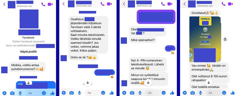 Poliisin julkaisema kuvakaappaus huijarin kanssa käydystä keskustelusta