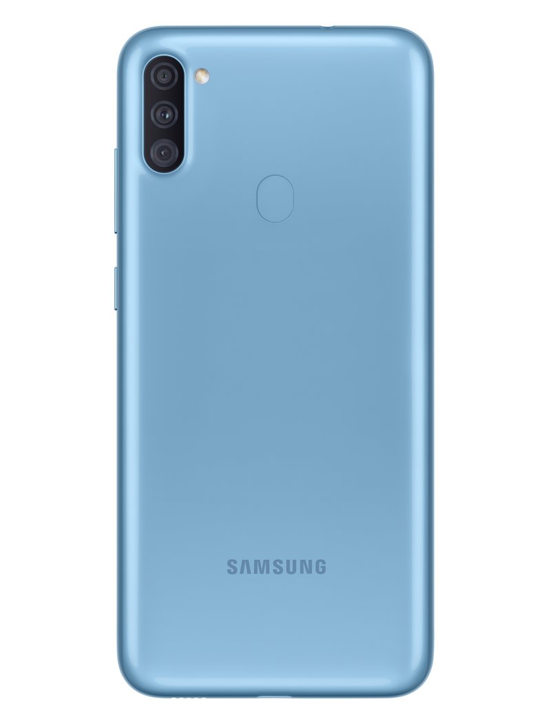 Galaxy A11 takaa sinisessä värissä