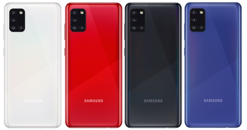 Galaxy A31n neljä värivaihtoehtoa
