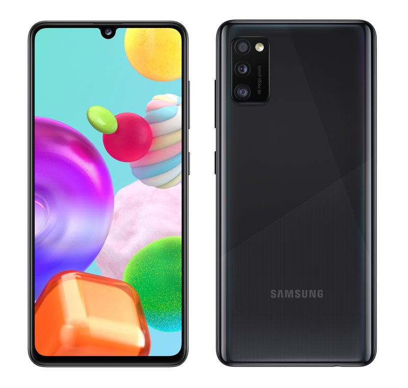 Galaxy A41 edestä ja takaa