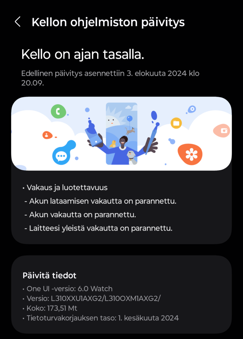 Galaxy Watch7 kellon päivitys