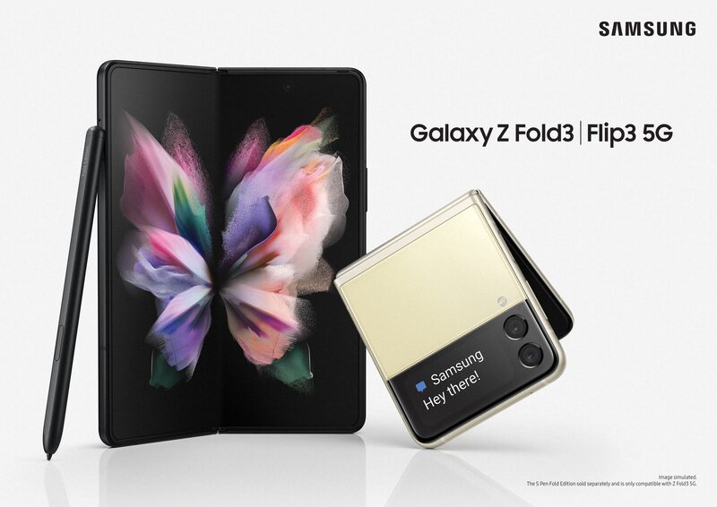 Galaxy Z Fold 3 ja Z Flip 3 vierekkäin