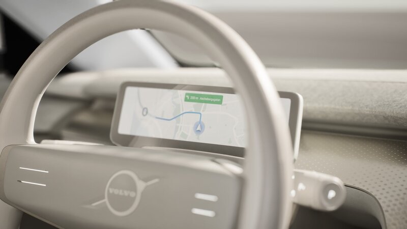 Kuljettajan tietomoduuli näyttämässä ajo-ohjeita Volvossa