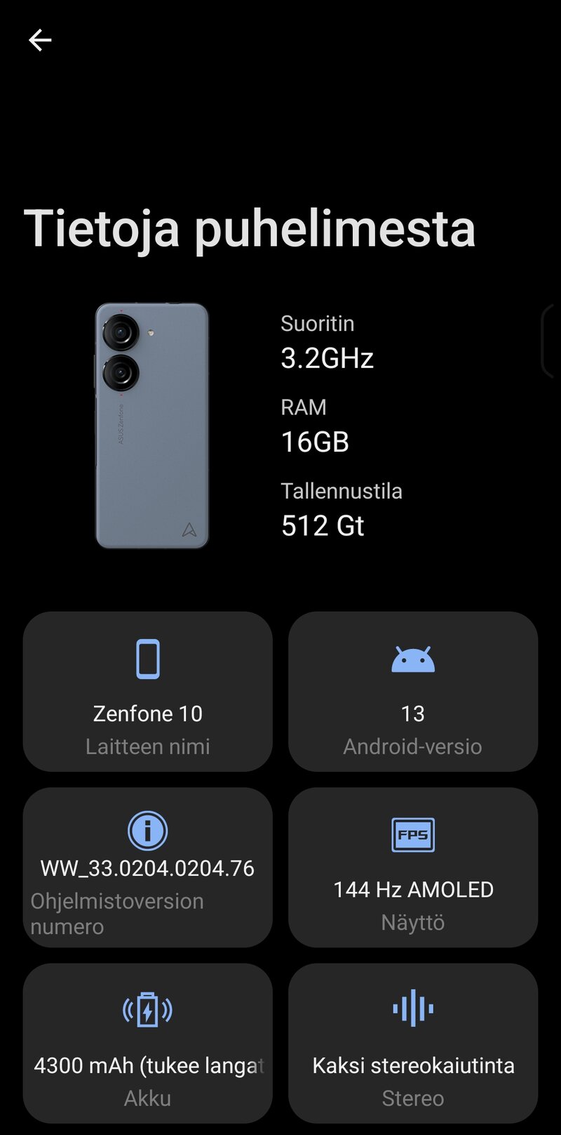 Asus Zenfone 10 tekniset tiedot