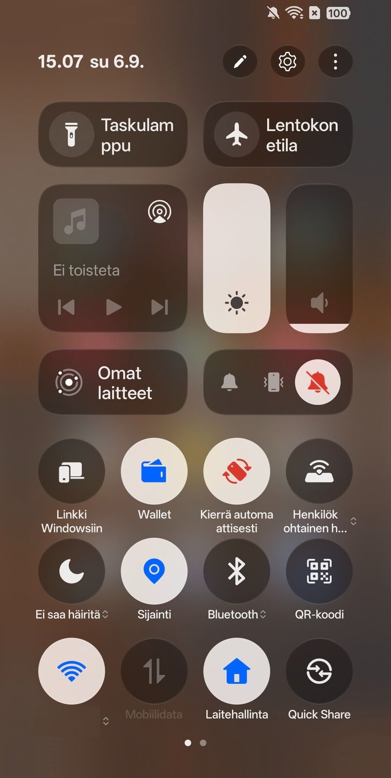 ColorOS:n alasvetovalikko