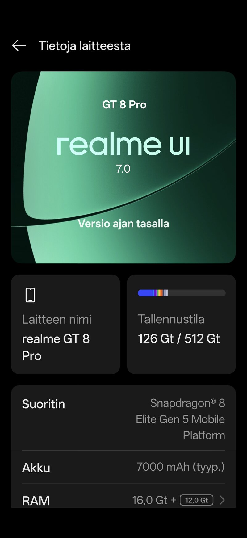 Realme GT 8 Pron tiedot