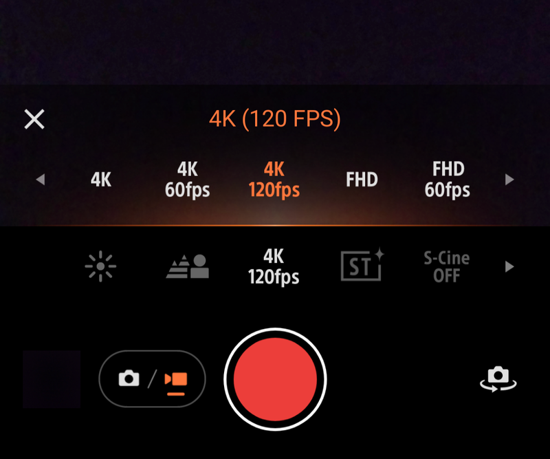 Sony Xperia 5 V, Photo Pro -sovelluksessa valittavissa olevat videokuvauksen tilat