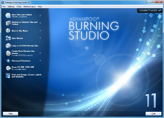 Ashampoo Burning Studio 11 main screen