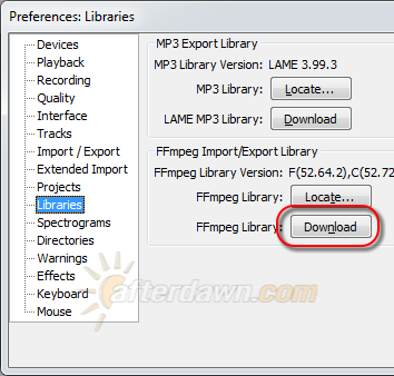 install lame and ffmpeg for audacity