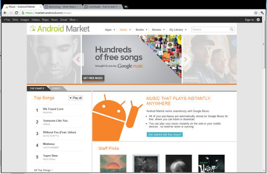 Google Music Store Main Page