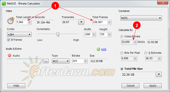 bitrate calculator x264