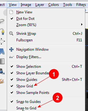 GIMP grid settings on the View menu - AfterDawn.com