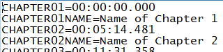 MeGUI Chapter Creator text file format