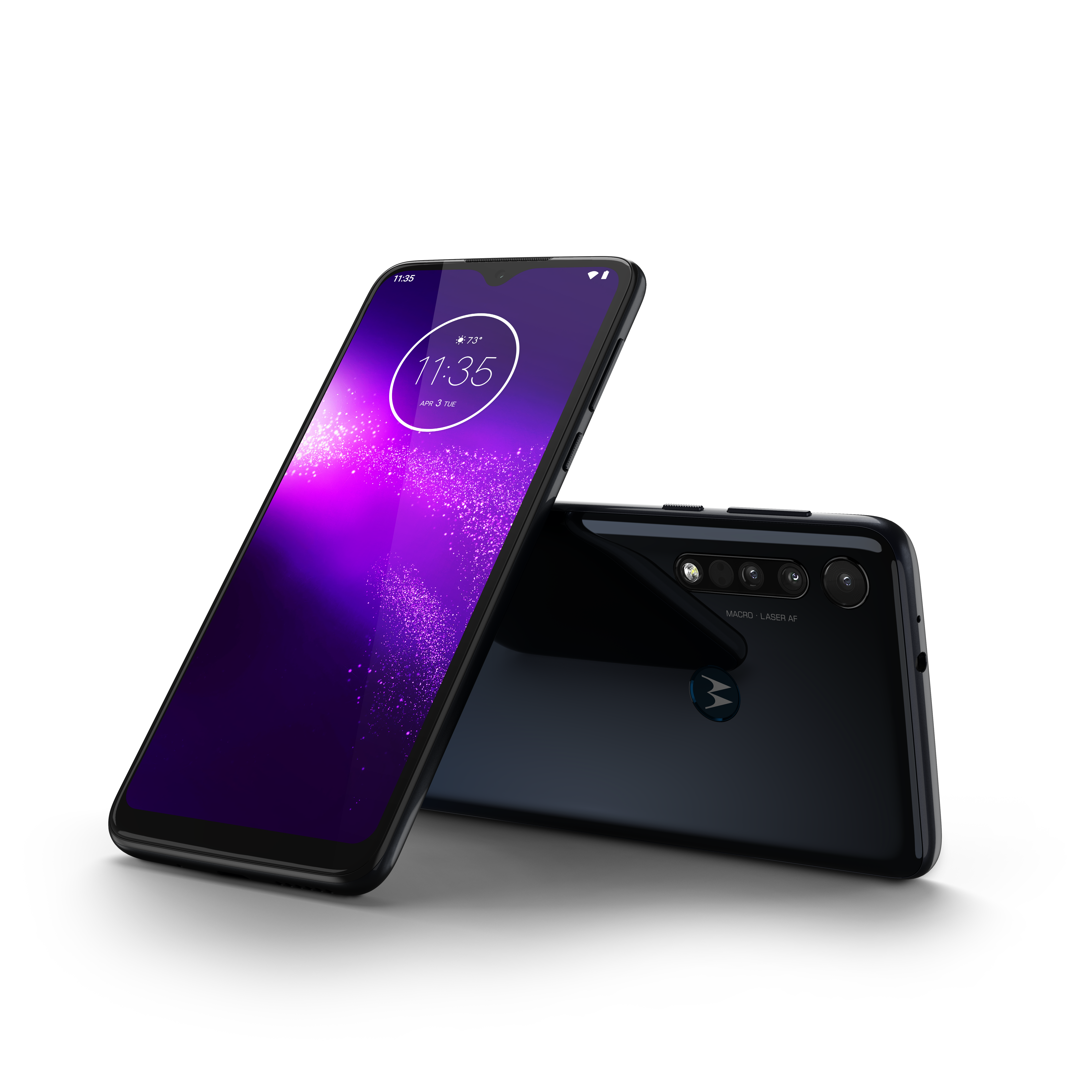 Motorola One Macro edestä ja takaa