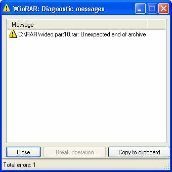 winrar checksum error