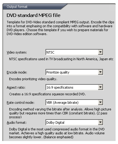 Format Specific Templates TMPGEnc 4 MPEG 2 and MPEG 1 Video