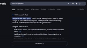 Kas näin... Google korvasi hakutulokset tekoälykoosteilla Suomessakin