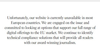 GDPR saapui, jenkkiläiset verkkosivustot sulkeutuivat eurooppalaisilta käyttäjiltä