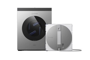 Ecovacsin uuden ikkunanpesurobotin asema puhdistaa robotin pesutyynyt