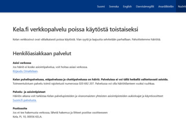 Päivitetty: Kelan palvelut toimivat normaalisti