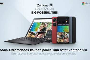 Uuden Zenfone 9 -puhelimen ostajille tarjotaan kaupan päälle Chromebookia
