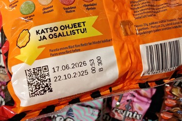 Viivakoodien korvaajat saapuivat Suomeen - käytössä Fazerin karkkipusseissa