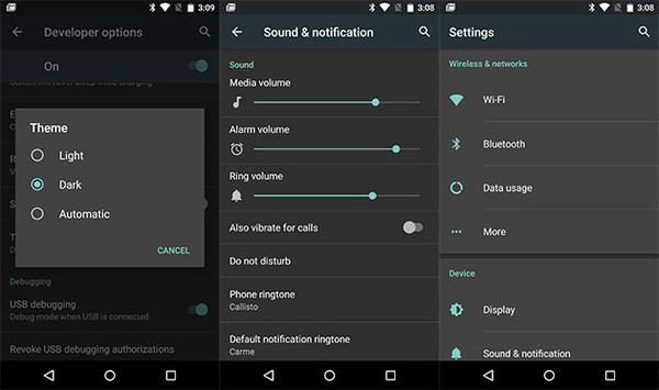 Android M will let you choose between light or dark theme