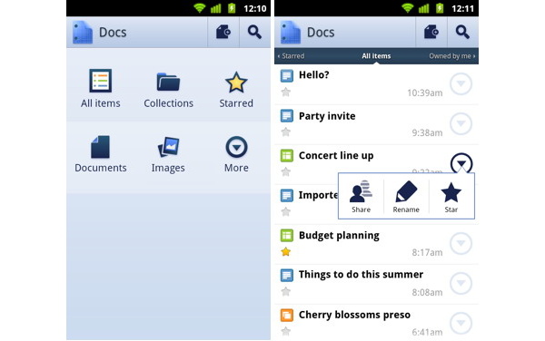 Google releases Google Docs native Android app