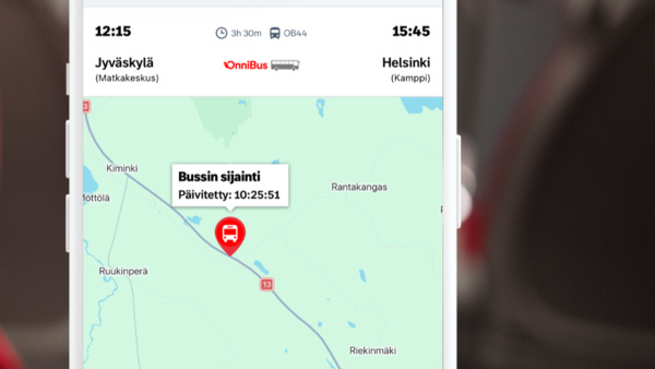 OnniBussin sovellus p�ivitettiin: Omaa bussia voi nyt seurata reaaliajassa kartalta