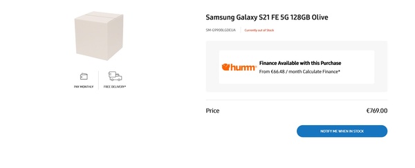 Tuleva Galaxy S21 FE 5G näyttäytyi jo Samsungin verkkokaupassa