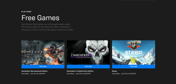 Epic Games tarjoaa nyt kolme peliä ilmaiseksi: Steep ja Darksidersit