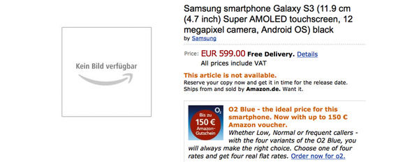 Part of Samsung Galaxy S III specs leak via Amazon