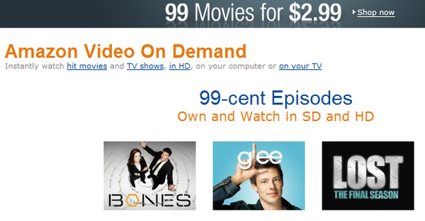 Amazon begins selling TV episodes for 99 cents