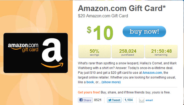Updated: LivingSocial sells 500,000 Amazon gift cards, with a lot of time to go