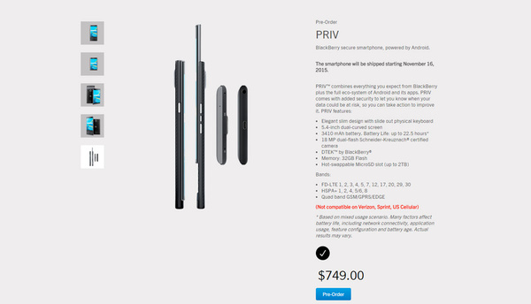 BlackBerry Priv specs leaked, as well as bloated price
