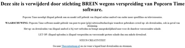 Anti-piracy group BREIN takes down Popcorn Time fan pages that didn't even host software