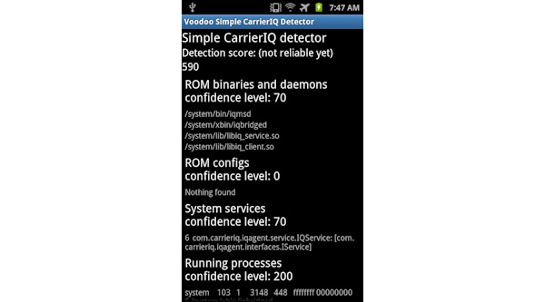 Android app checks for Carrier IQ software