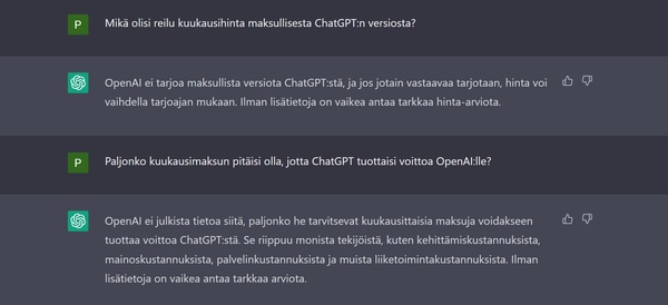 ChatGPT:stä tulee myös maksullinen versio - nykyinen versio säilyy ilmaisena, mutta rahalla saa enemmän