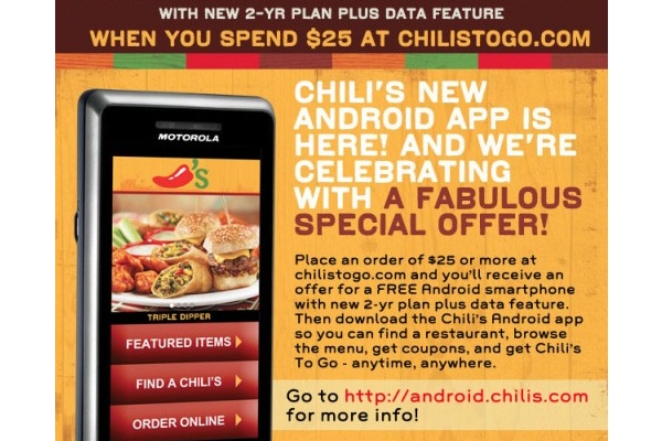 Chili's restaurant offering free Android phones with contract