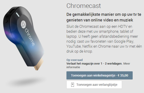 Chromecast nu te koop in Nederland