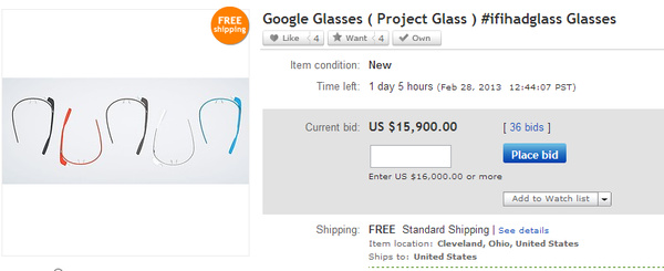 EBayer tried selling fake Google Glass and bids went up to $15,900