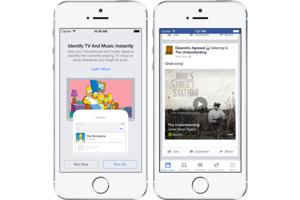 Facebook adds music and TV identification service for posts