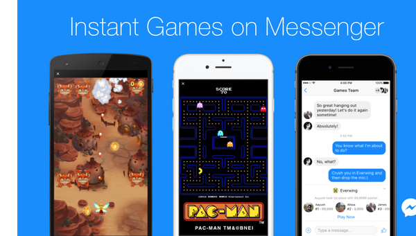 Pac-Maniä voi pelata kavereita vastaan myös Facebook Messengerissä