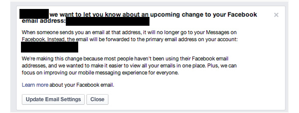 Facebook discontinues its email service