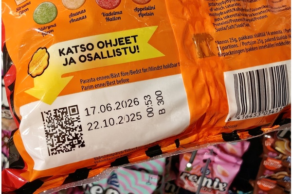 Viivakoodien korvaajat saapuivat Suomeen - käytössä Fazerin karkkipusseissa