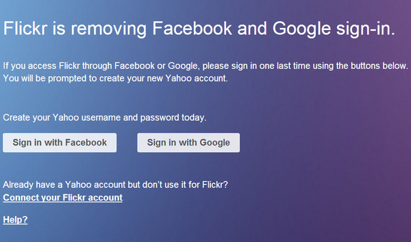 Flickr verwijdert Google, Facebook inloggen en vereist een Yahoo account