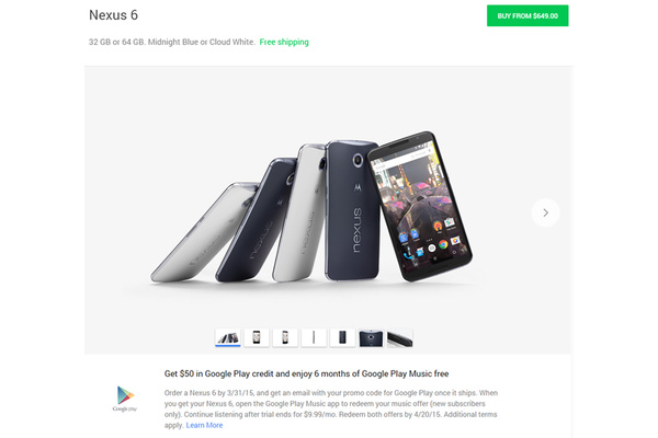 Google offers $50 in Google Play Store credit for new Nexus 6, 9 and Android Wear purchases