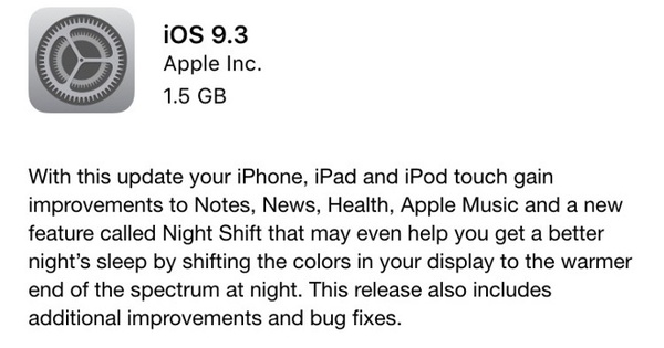 Apple iOS 9.3 adds 'Night Shift' to reduce blue light eye strain