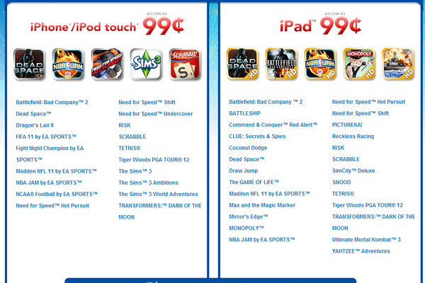 EA drops many iPad, iPhone games to 99 cents