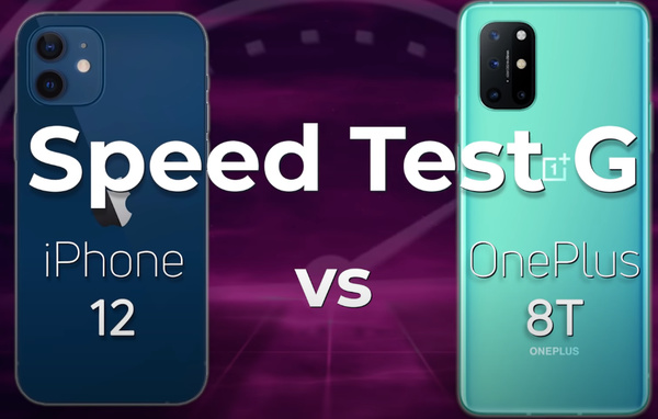 Nopeustestissä vastakkain iPhone 12 ja OnePlus 8T